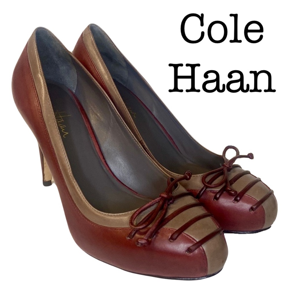 Cole Haan Dark Burgundy Victorian Leather Heels Size 6 - Picture 1 of 14